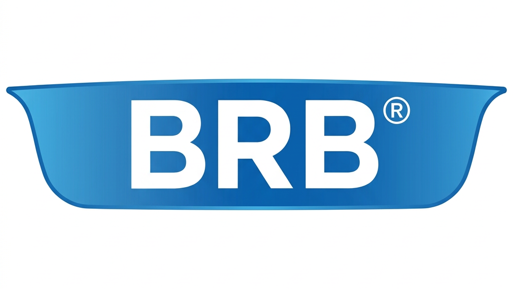 Blue container with 'BRB' logo on a white background